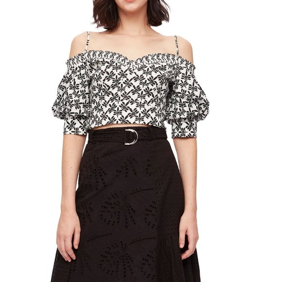 NEW Diane von Furstenberg DVF Cold Shoulder Crop Top - Picture 3 of 13